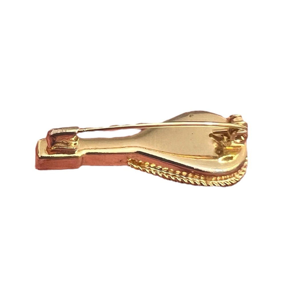 Vintage Micro-mosaic Brooch Guitar Gold Tone - Picture 6 of 7